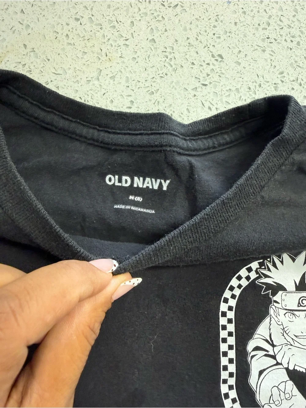 Old Navy Black Kids Graphic Tee with White Naruto Chest Print